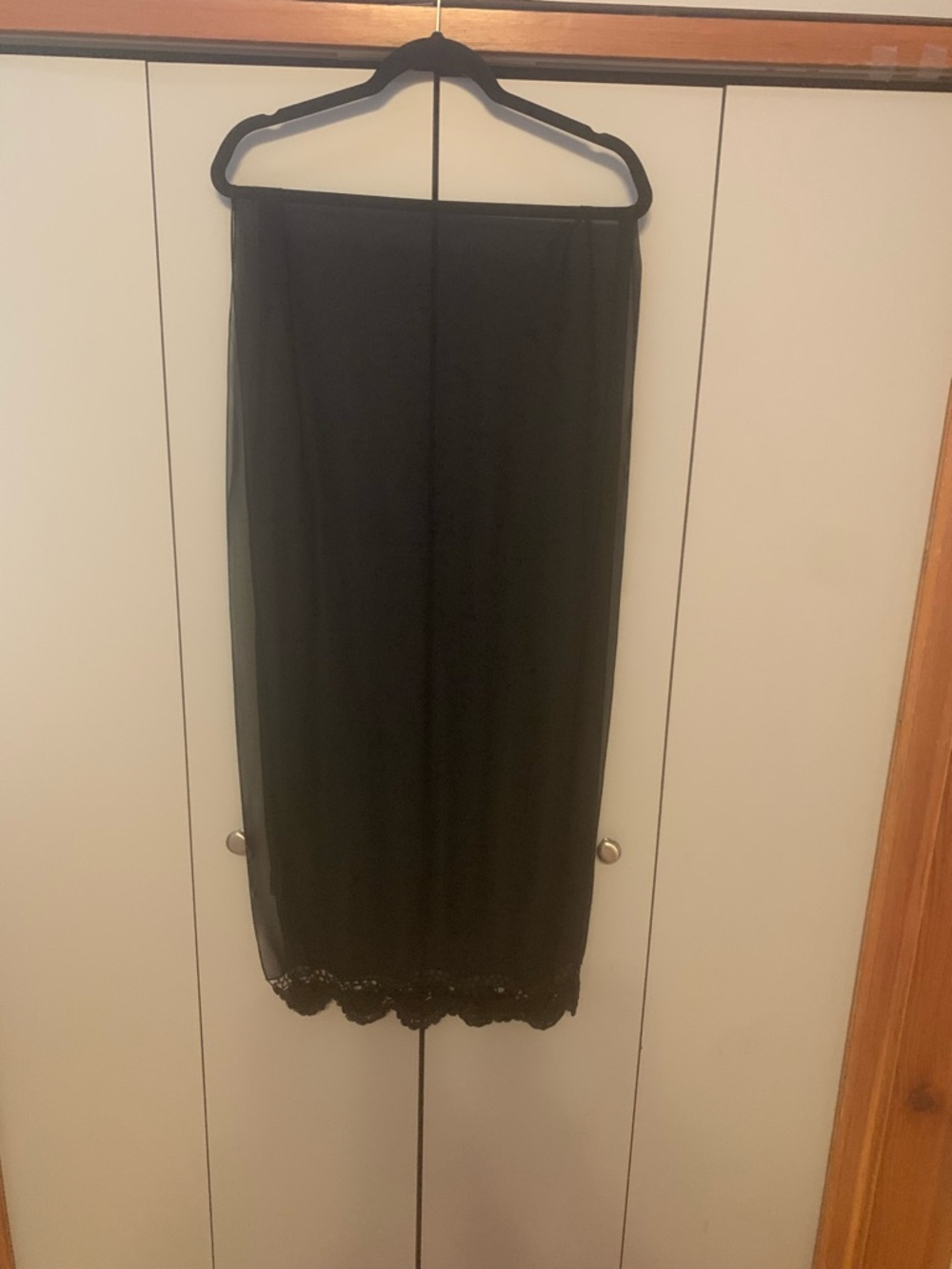 Bianca Nygard Sheer Black Pashmina-Style Scarf/Shawl – Elegant Crochet Detail